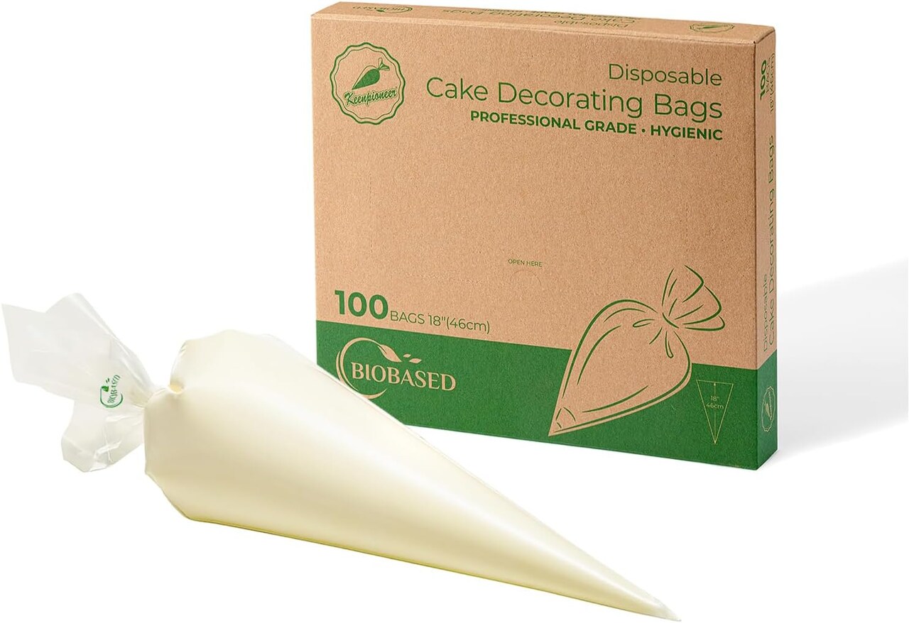 18-Inch Biobased Disposable Piping Bags, Plant Based Cake Decorating Pastry Bag - Pack of 100
